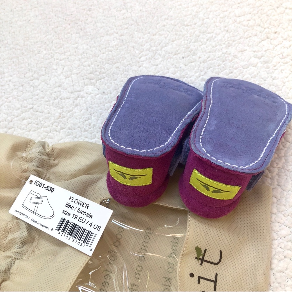 Pipit Suede Flower Lilac Fuchsia Baby Shoes Size 4 - Picture 7 of 10